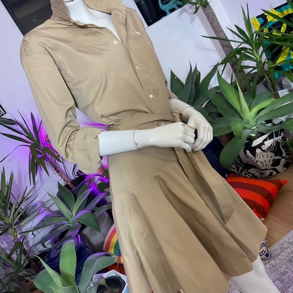 Polo by Ralph Lauren Beige Cotton Broadcloth Shirtdress - Picture 3 of 4
